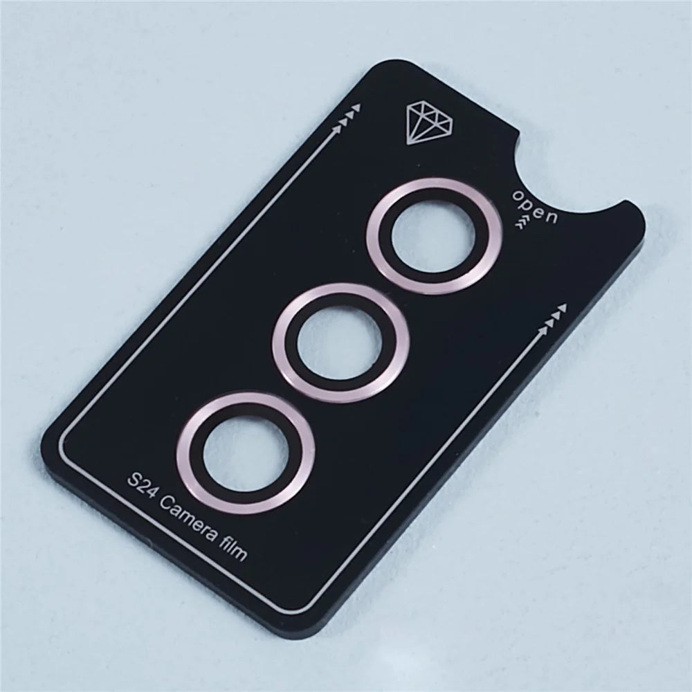 For Samsung Galaxy S24 Camera Lens Protector Set Metal + Tempered Glass Individual Ring Film - Pink - 5