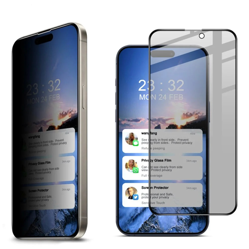 IMAK For iPhone 15 Pro Anti-spy Tempered Glass Film Full Cover AB Glue Screen Protector - 2