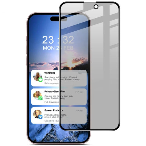 IMAK For iPhone 15 Plus Anti-peep Screen Protector Privacy Full Cover Tempered Glass Film - 1
