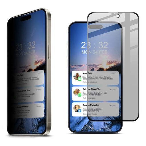 IMAK For iPhone 15 Pro Max Tempered Glass Film Anti-peep Anti-fingerprint Screen Protector - 2