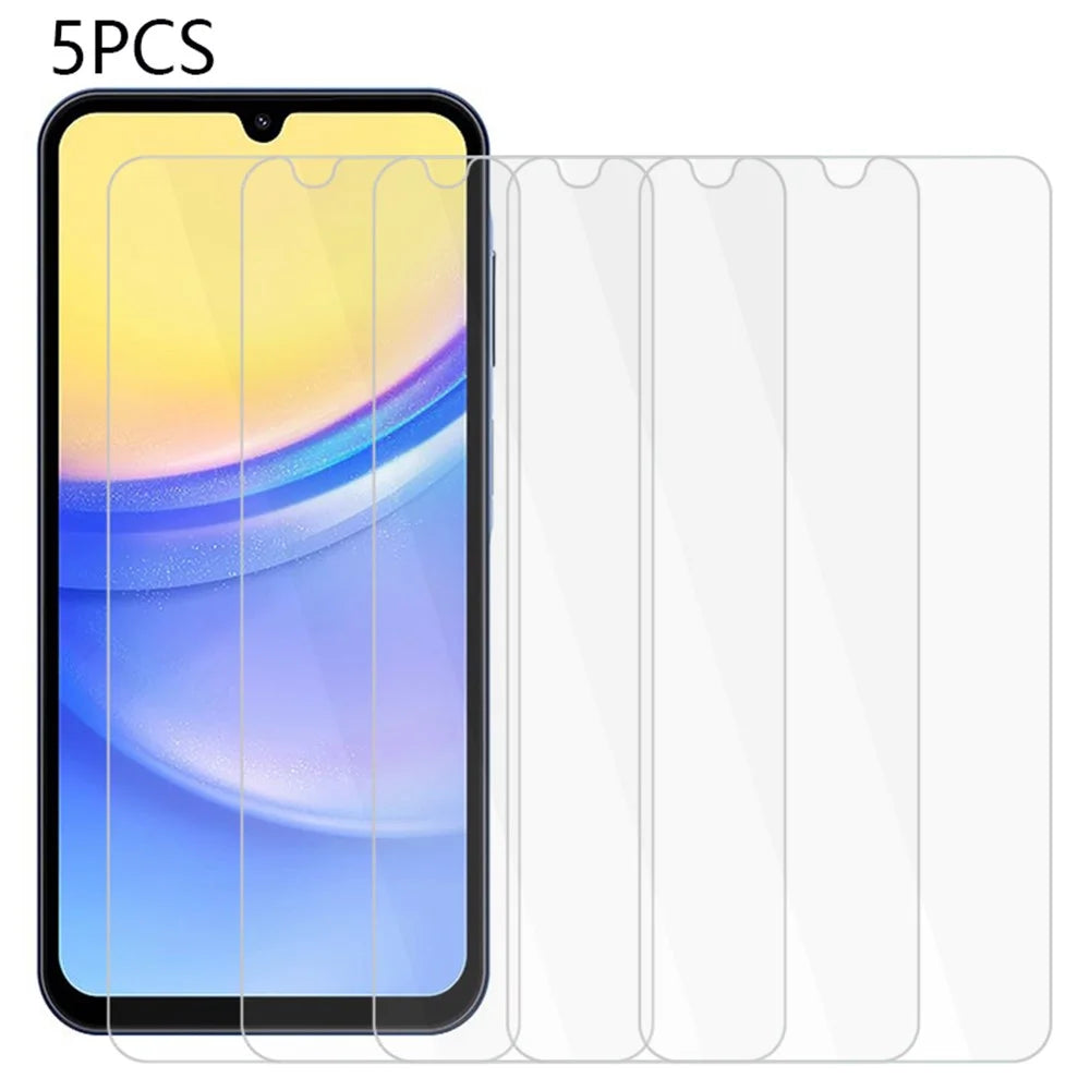 5PCS For Samsung Galaxy A15 5G Screen Protector Shock-Resistant 2.5D 0.3mm Tempered Glass Film - 1