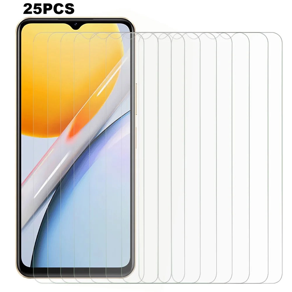 25Pcs for vivo Y36i 5G Anti-Scratch Screen Protector HD Clear Tempered Glass Film (No Package, with Wipes Set, Dust-absorber, Guide Sticker) - 1