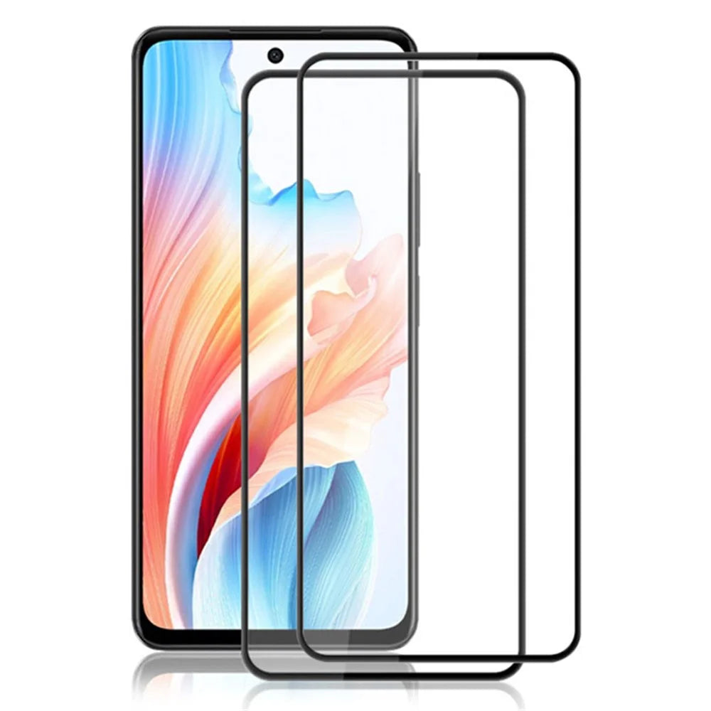 AMORUS 2Pcs For Oppo A79 5G / A2 5G  Screen Protector Silk Printing Tempered Glass Film - Black - 1