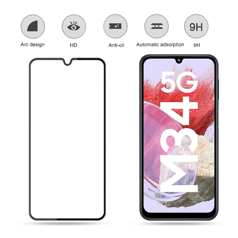MOCOLO For Samsung Galaxy M34 5G / F34 5G Tempered Glass Film 9H Full Glue Screen Protector - Black - 3