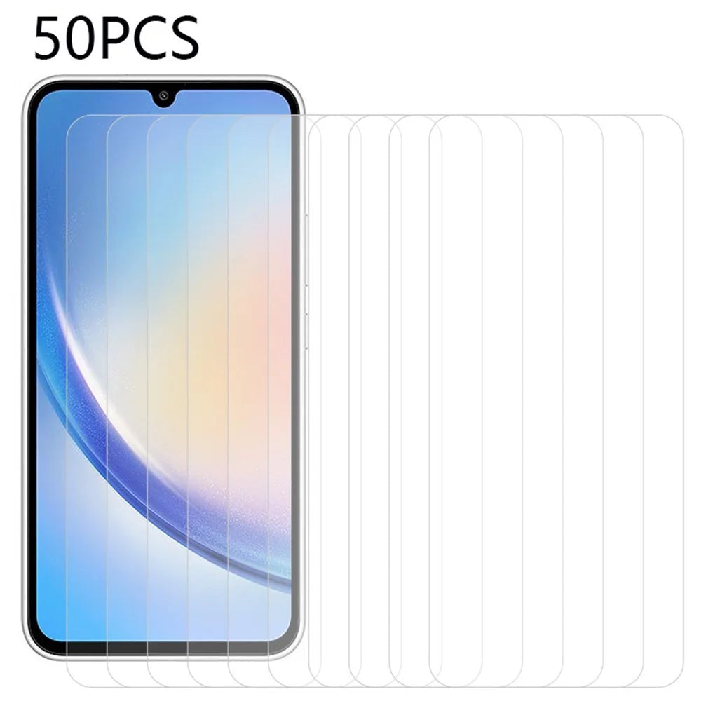 50Pcs for Samsung Galaxy A35 5G HD Tempered Glass Screen Film Protector (No Package, with Wipes Set, Dust-absorber, Guide Sticker) - 1