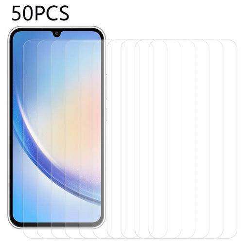 50Pcs for Samsung Galaxy A35 5G HD Tempered Glass Screen Film Protector (No Package, with Wipes Set, Dust-absorber, Guide Sticker) - 1
