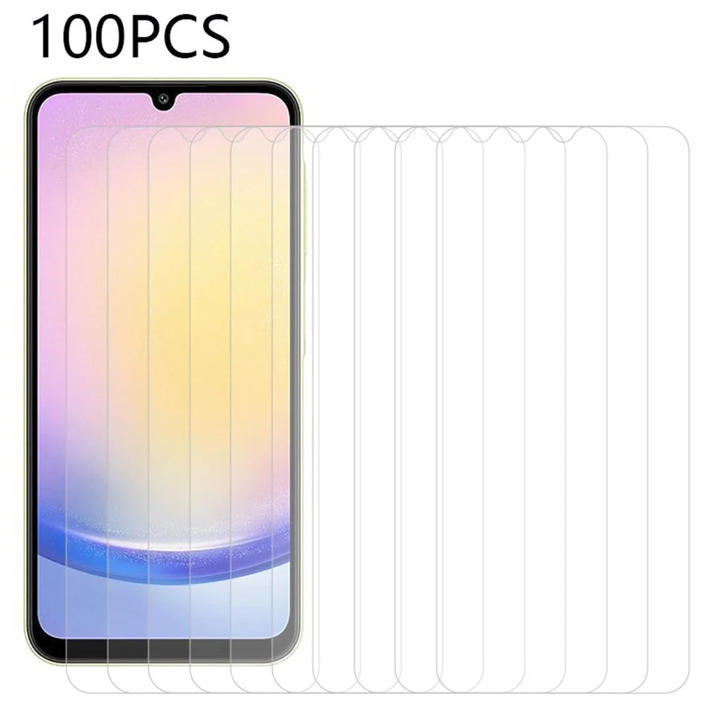 100Pcs for Samsung Galaxy A15 4G / 5G / A24 4G / A25 5G (Global) Screen Protector Ultra Clear (No Package, with Wipes Set, Dust-absorber, Guide Sticker) - 1