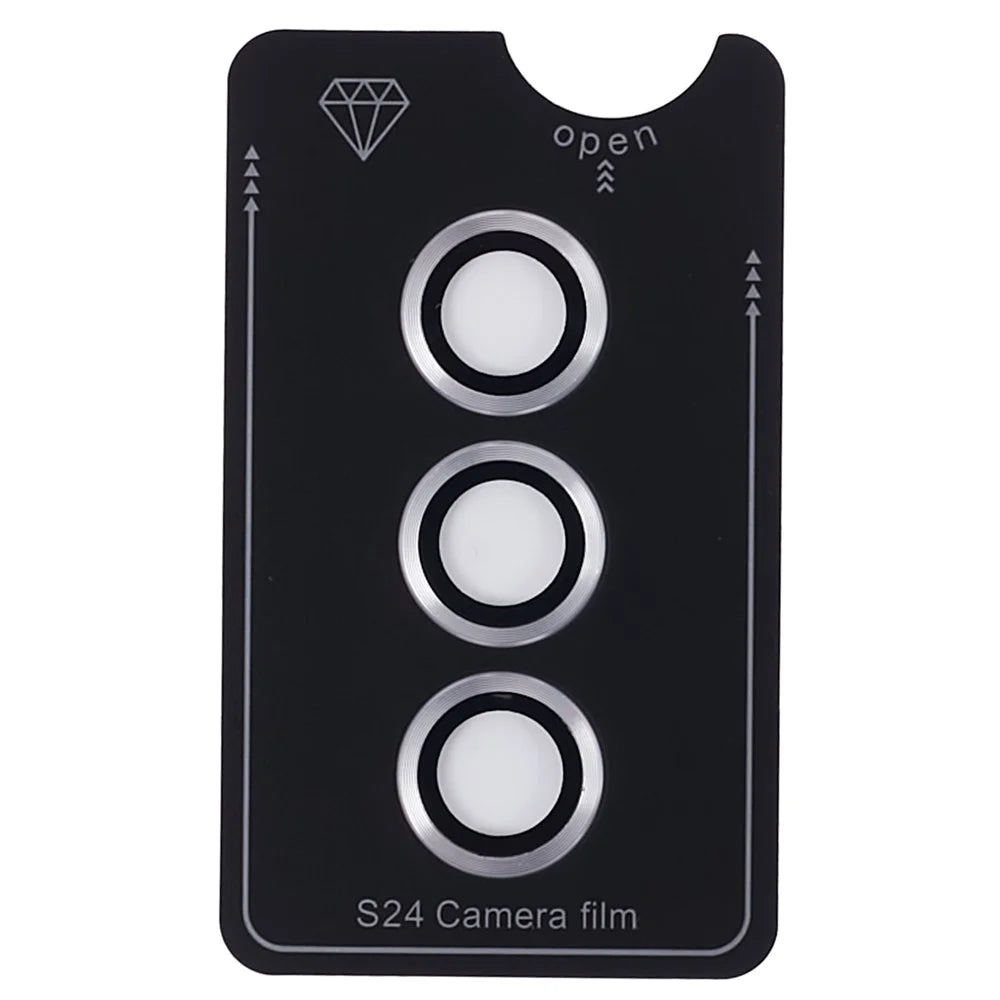 For Samsung Galaxy S24 1 Set Camera Lens Protector Metal Ring Tempered Glass Lens Film - Silver - 1