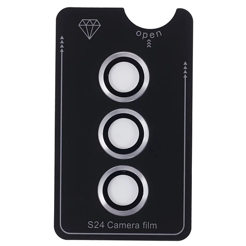 For Samsung Galaxy S24 1 Set Camera Lens Protector Metal Ring Tempered Glass Lens Film - Silver - 1