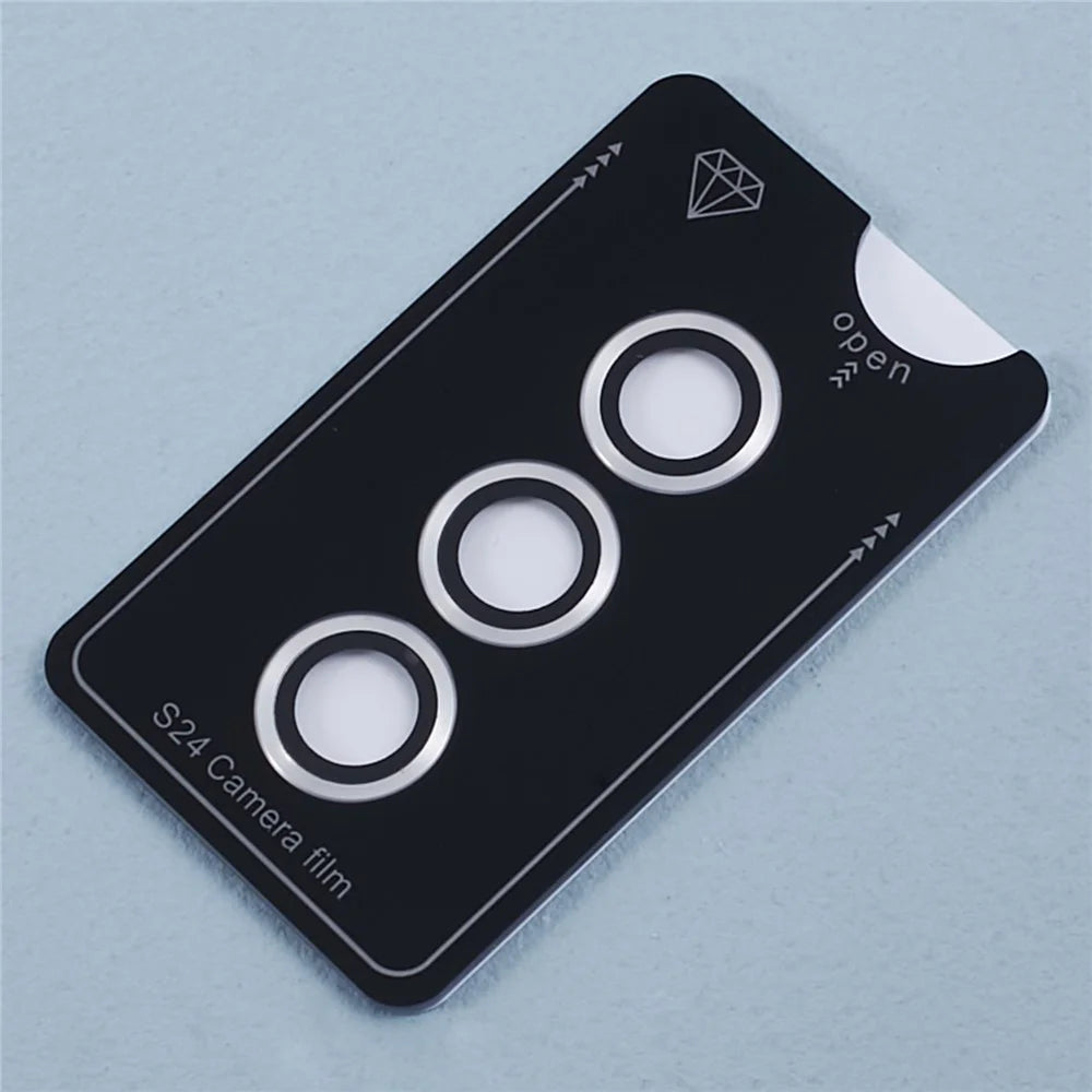 For Samsung Galaxy S24 1 Set Camera Lens Protector Metal Ring Tempered Glass Lens Film - Silver - 3