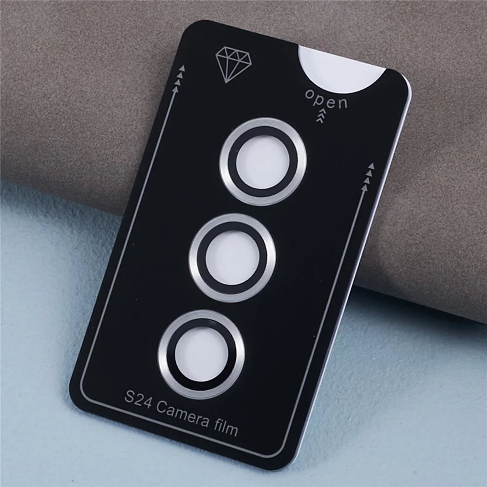 For Samsung Galaxy S24 1 Set Camera Lens Protector Metal Ring Tempered Glass Lens Film - Silver - 4