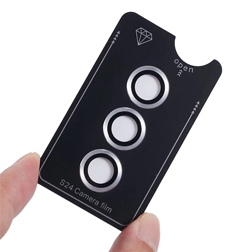 For Samsung Galaxy S24 1 Set Camera Lens Protector Metal Ring Tempered Glass Lens Film - Silver - 5