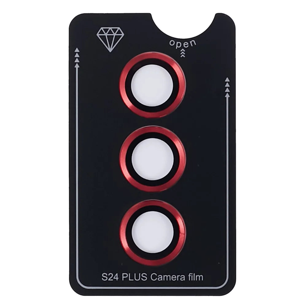 For Samsung Galaxy S24+ 1 Set Camera Lens Film Metal+Tempered Glass Rear Lens Protector - Red - 1