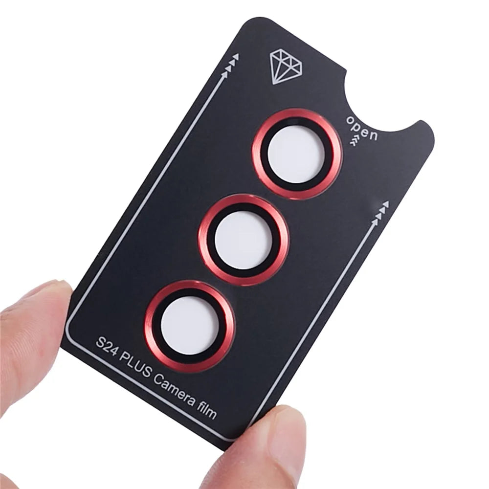 For Samsung Galaxy S24+ 1 Set Camera Lens Film Metal+Tempered Glass Rear Lens Protector - Red - 5
