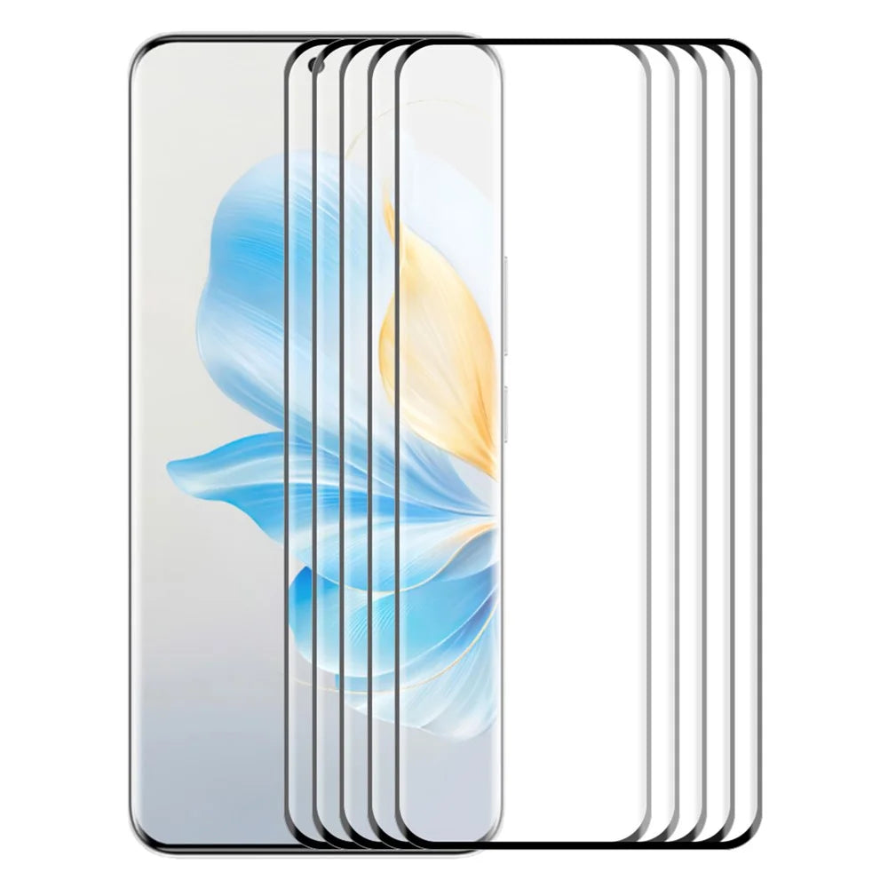 ENKAY HAT PRINCE 5PCS For Honor 100 5G Screen Protector 3D Curved Tempered Glass Side Glue Support Fingerprint Unlock - 1