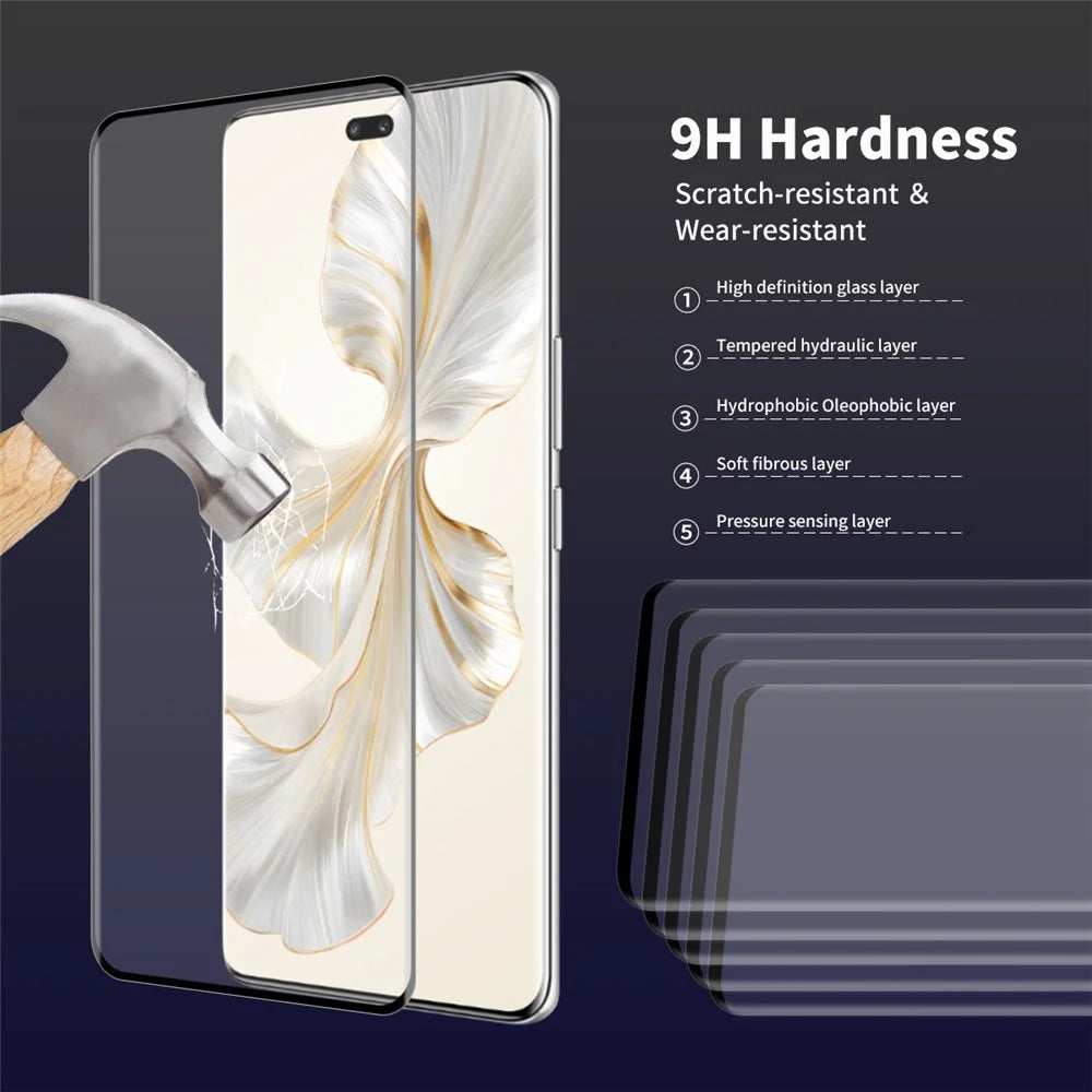 ENKAY HAT PRINCE Tempered Glass Film for Honor 100 Pro 5G 3D Curved Side Glue Full Screen Protector Support Fingerprint Unlock - 4