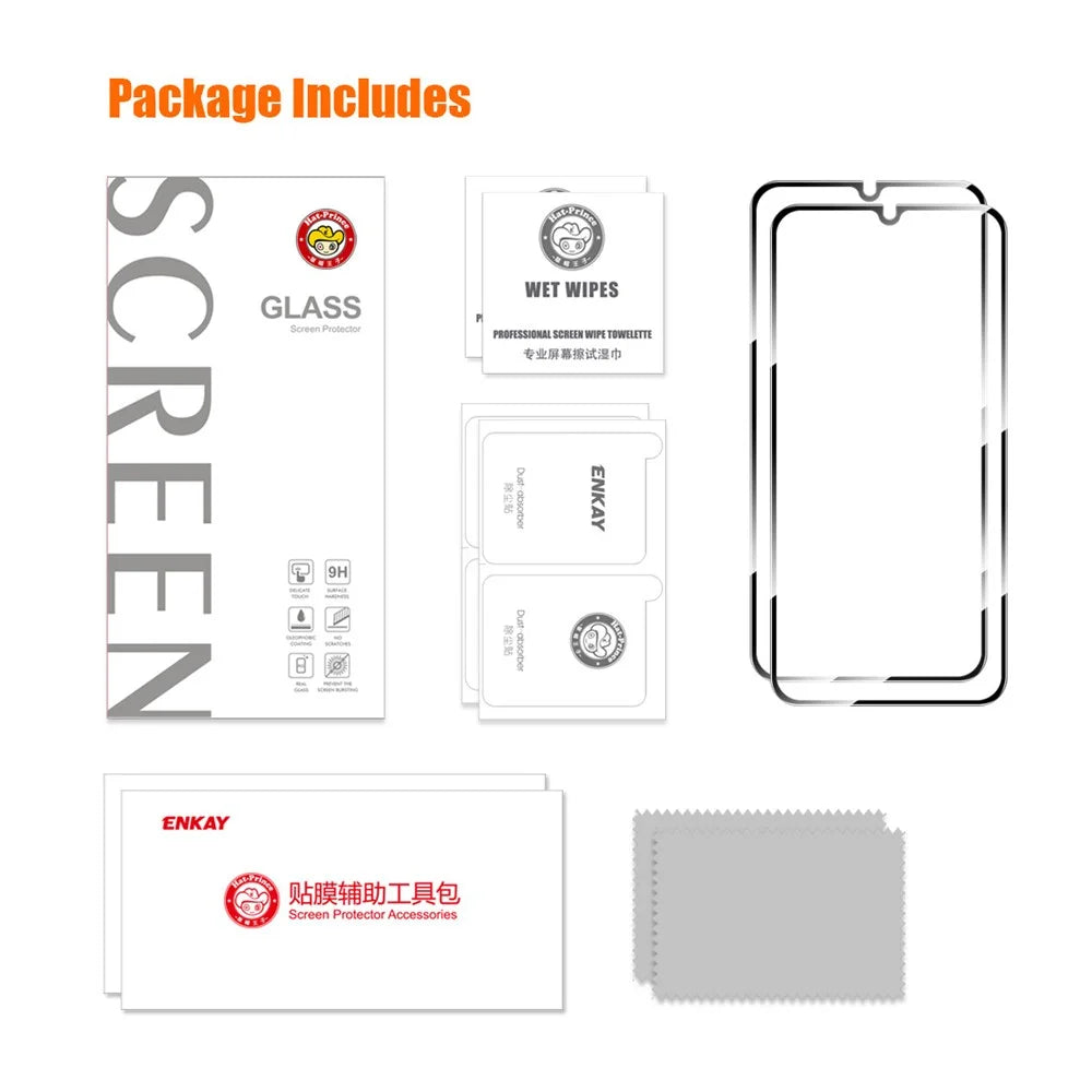 ENKAY HAT PRINCE 2Pcs for Samsung Galaxy A15 4G / 5G Screen Protector 2.5D 9H Silk Print High Aluminium-silicon Glass Film - 7