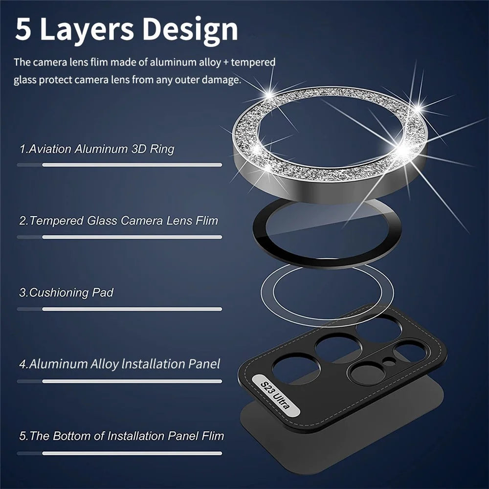 ENKAY HAT PRINCE For Samsung Galaxy S24 Camera Lens Protector Glitter Decor Individual Lens Film - Silver - 5