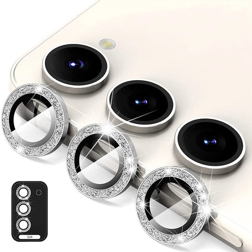 ENKAY HAT PRINCE For Samsung Galaxy S24+ Glitter Lens Film Individual Metal Camera Lens Protector - Silver - 1