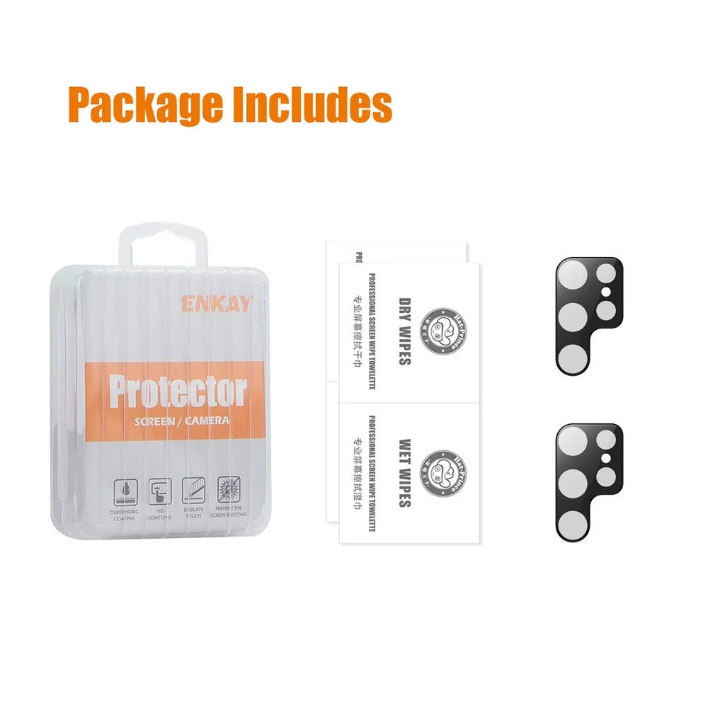ENKAY HAT PRINCE 2Pcs For Samsung Galaxy S24 Ultra Camera Lens Protector Tempered Glass Back Camera Protection - Black - 7