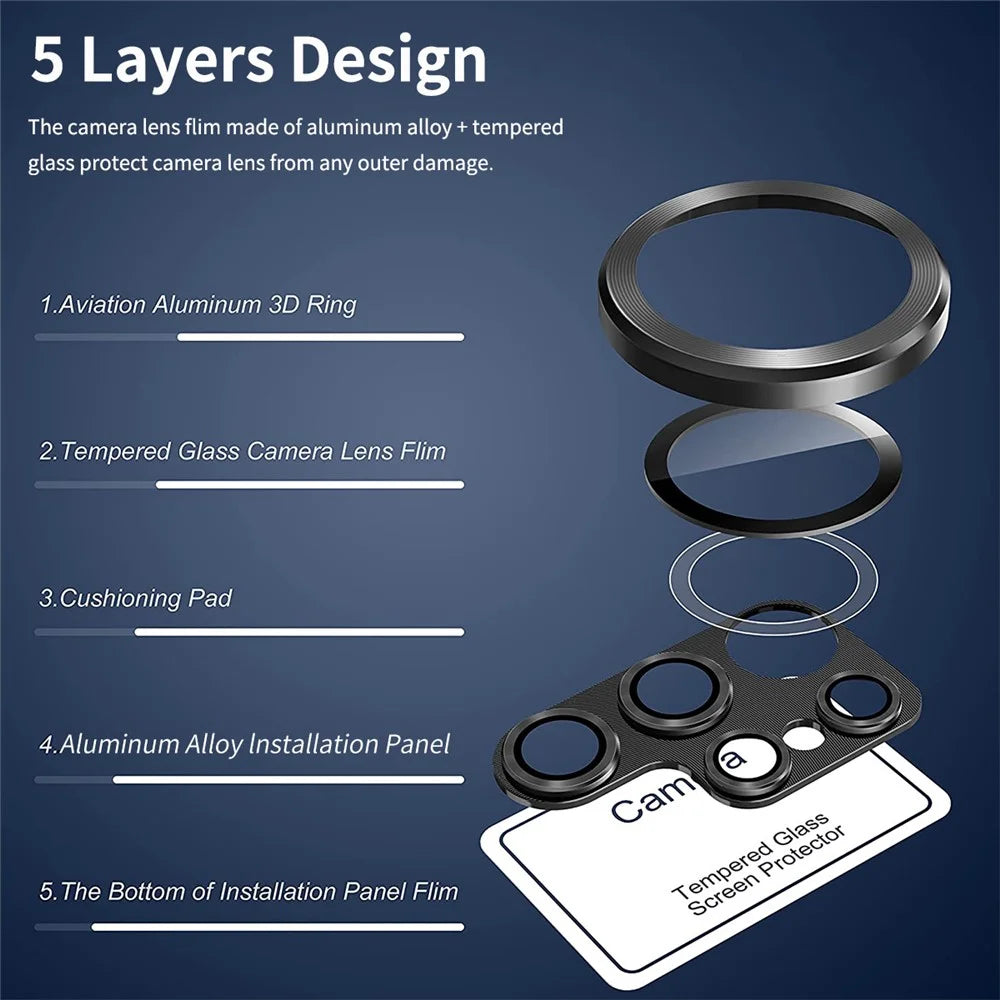 ENKAY HAT PRINCE For Samsung Galaxy S24 Ultra Camera Lens Protector Aluminium Alloy + Tempered Glass Anti-Scratch - Black - 5
