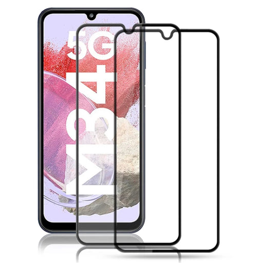 AMORUS 2Pcs For Samsung Galaxy M34 5G / F34 5G Full Screen Protector Anti-fingerprint Tempered Glass Silk Printing Film - Black - 1