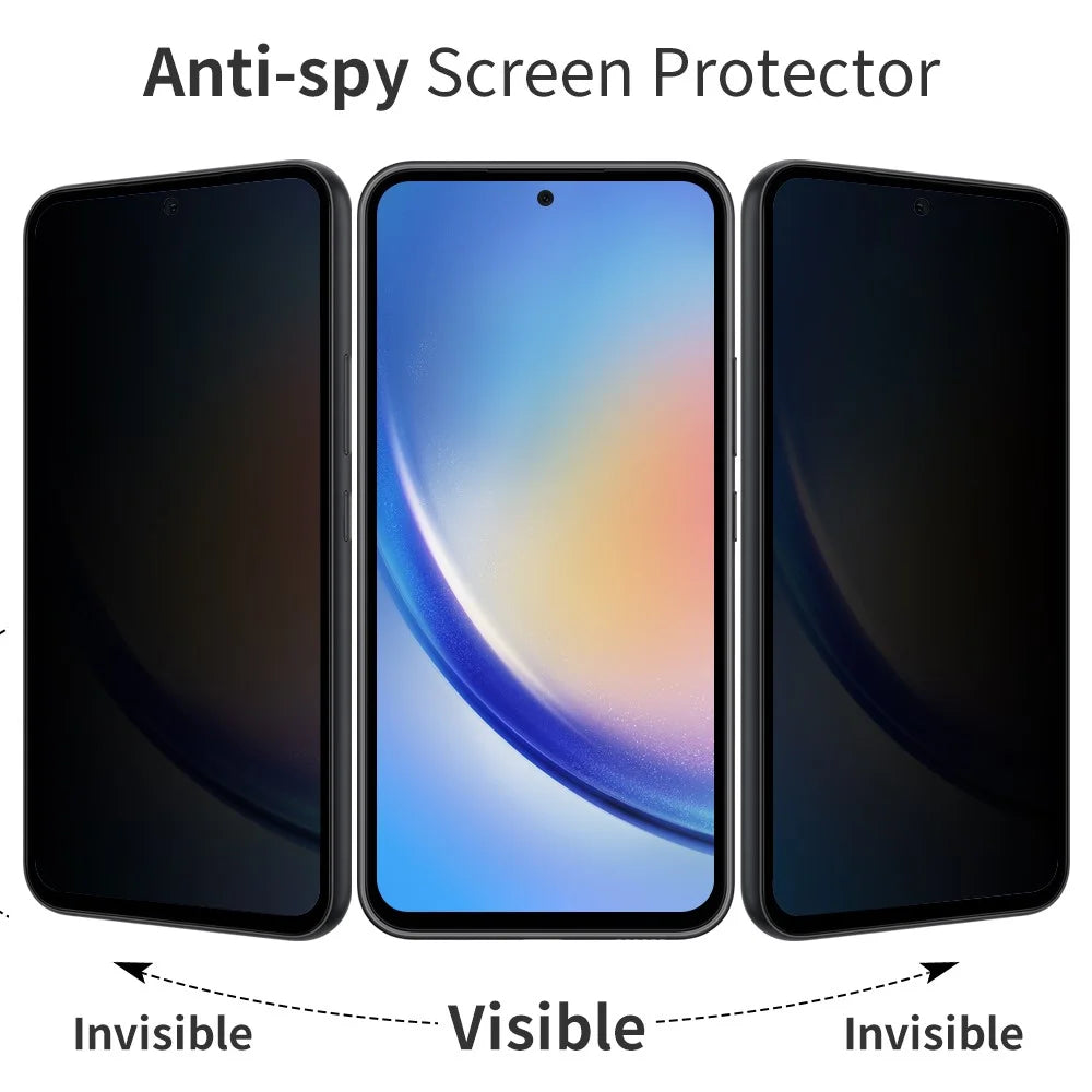 NORTHJO A+ For Samsung Galaxy A55 5G Anti-peep Screen Protector 0.3mm 2.5D Anti-fingerprint Anti-Spy Film - Black - 3