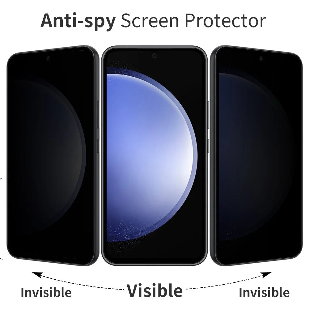 NORTHJO A+ For Samsung Galaxy S23 FE Anti-Spy Screen Protector Full Glue 0.3mm 2.5D 9H Film - Black - 3
