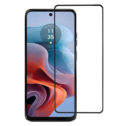 For Motorola Moto G45 5G / G34 5G Tempered Glass Electroplating Anti-Fingerprint Silk Printing Full Glue Screen Protector - 1
