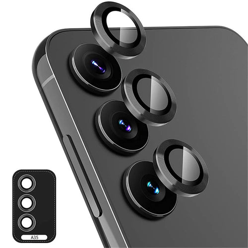 ENKAY HAT PRINCE For Samsung Galaxy A35 5G Camera Lens Protector Ring 9H Hardness Tempered Glass Lens Film - Black - 1