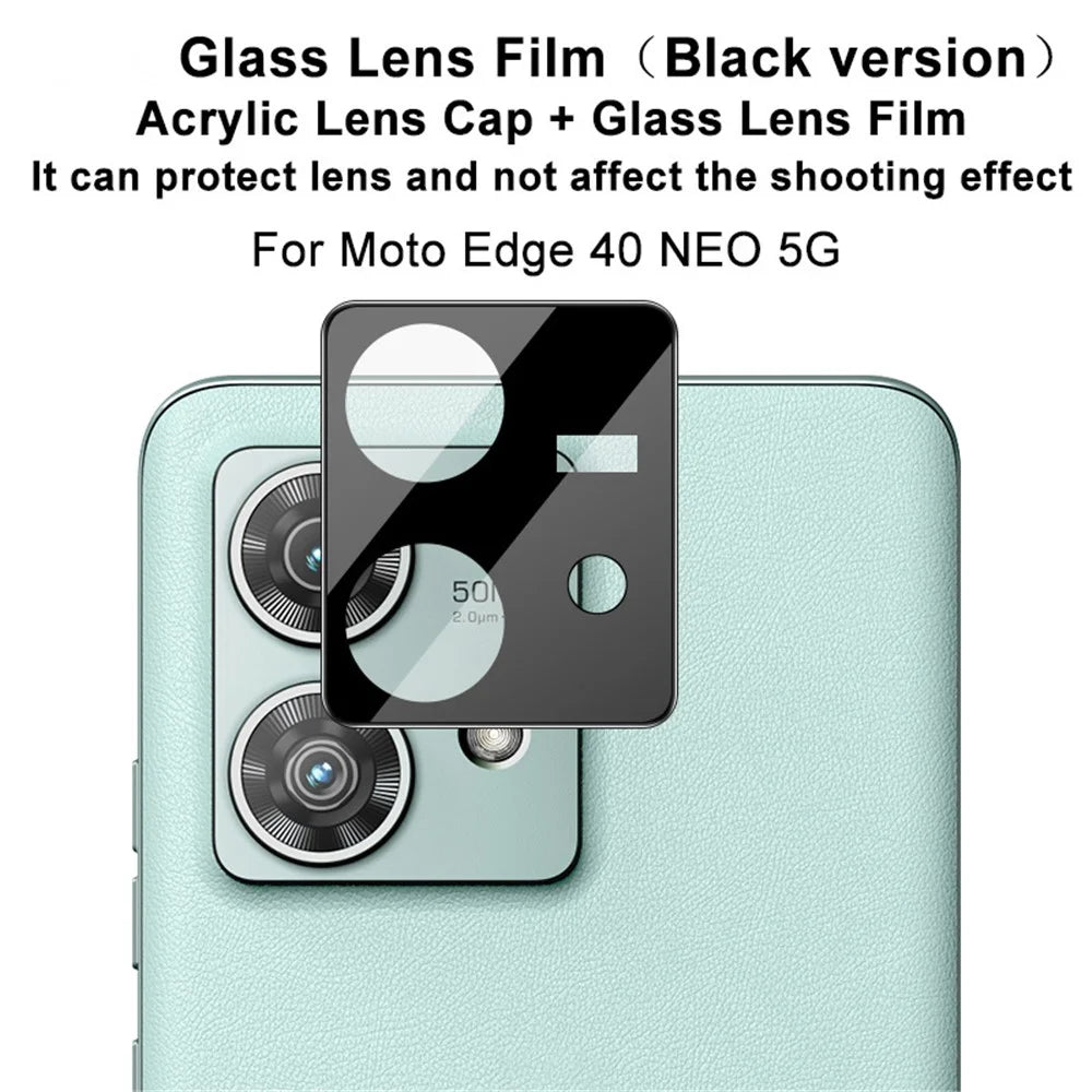 IMAK For Motorola Edge 40 Neo 5G Tempered Glass Camera Lens Film+Acrylic Lens Cap (Black Version) - 3