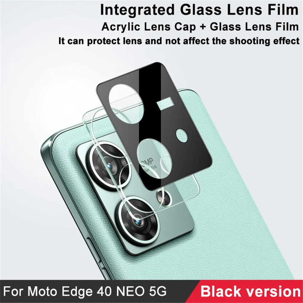 IMAK For Motorola Edge 40 Neo 5G Tempered Glass Camera Lens Film+Acrylic Lens Cap (Black Version) - 4