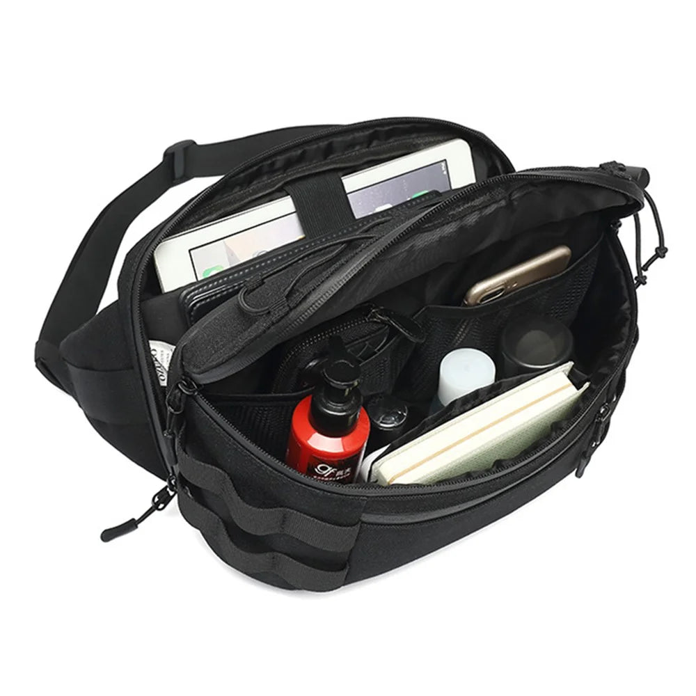 OZUKO 9340 Outdoor Molle Chest Bag Oxford Cloth Multi-function Men Waist Pack - Black - 2