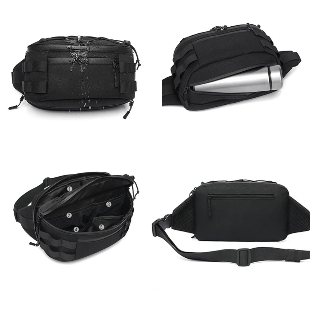 OZUKO 9340 Outdoor Molle Chest Bag Oxford Cloth Multi-function Men Waist Pack - Black - 3