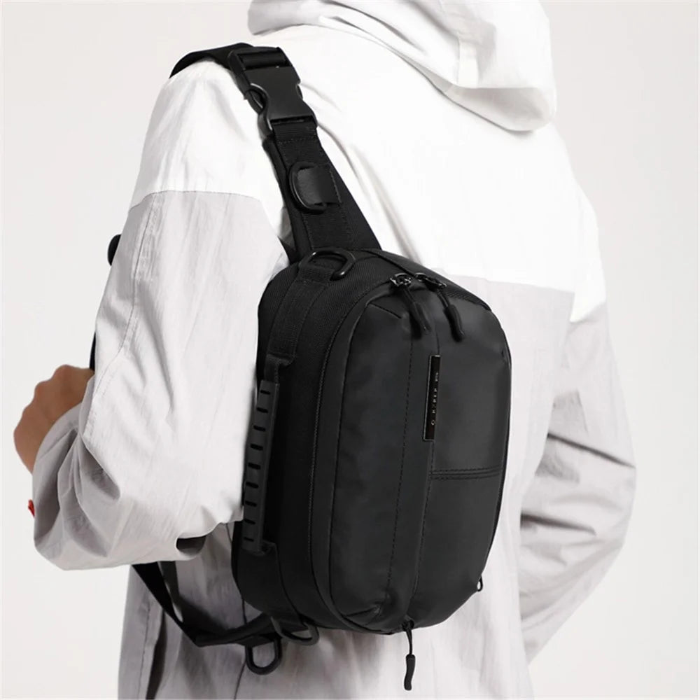 OZUKO 9260 Men Waterproof Crossbody Chest Bag Outdoor Sports Waist Bag - Dark Blue - 6