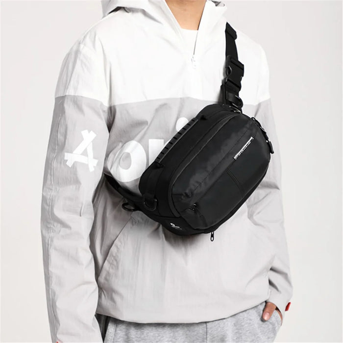 OZUKO 9260 Men Waterproof Crossbody Chest Bag Outdoor Sports Waist Bag - Dark Blue - 7