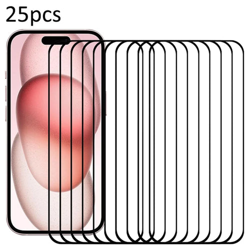 25Pcs For iPhone 15 Screen Protector Secondary Hardening Medium Alumina Glass Film - 1