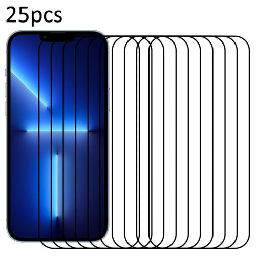 25Pcs For iPhone 13 Pro Silk Printing Screen Protector Medium Alumina Glass Film HD Clear - 1