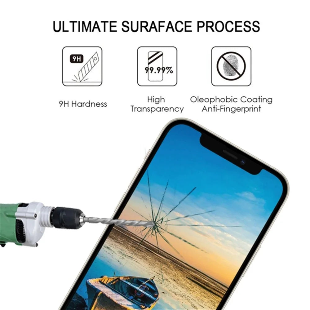 25Pcs For iPhone 13 Pro Silk Printing Screen Protector Medium Alumina Glass Film HD Clear - 6