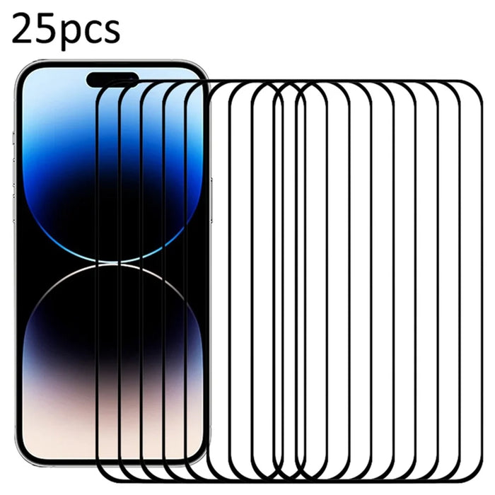 25Pcs For iPhone 14 Pro Screen Protector Medium Alumina Glass Silk Printing Ultra Clear - 1