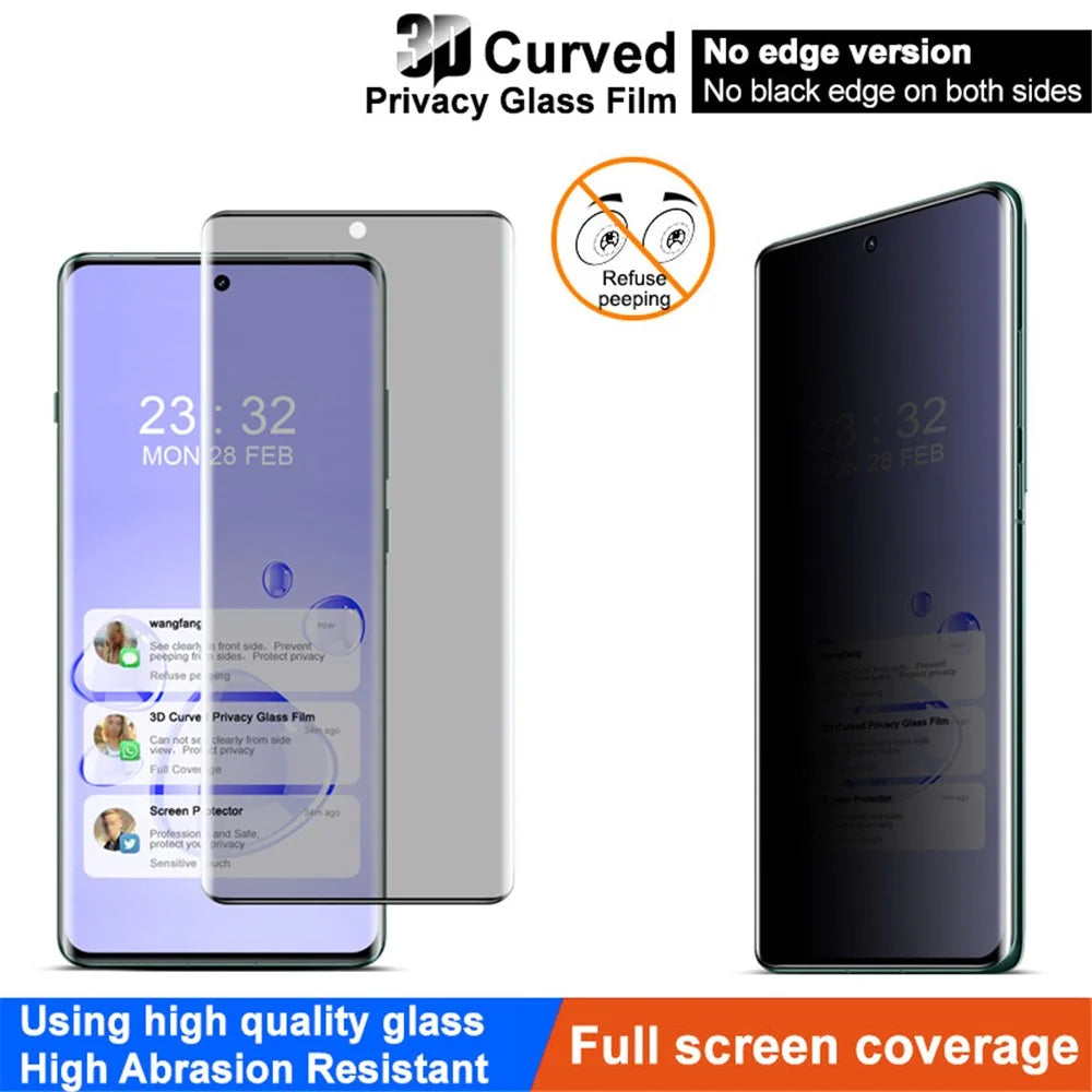 IMAK For Oppo Find X6 Pro Privacy Screen Protector Tempered Glass Screen Protective Film 3D Curved - 2