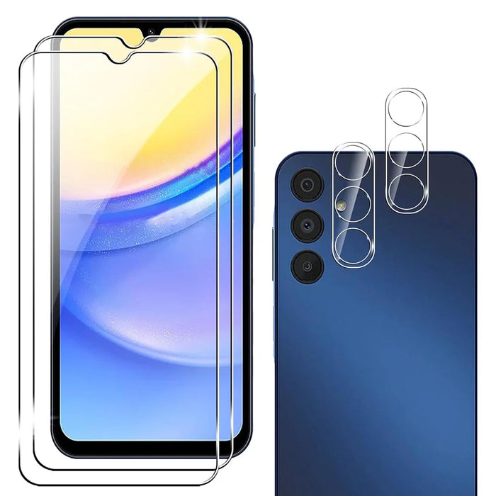 2Pcs For Samsung Galaxy A15 4G / 5G Tempered Glass Screen Protector + Lens Protectors Guard - 1