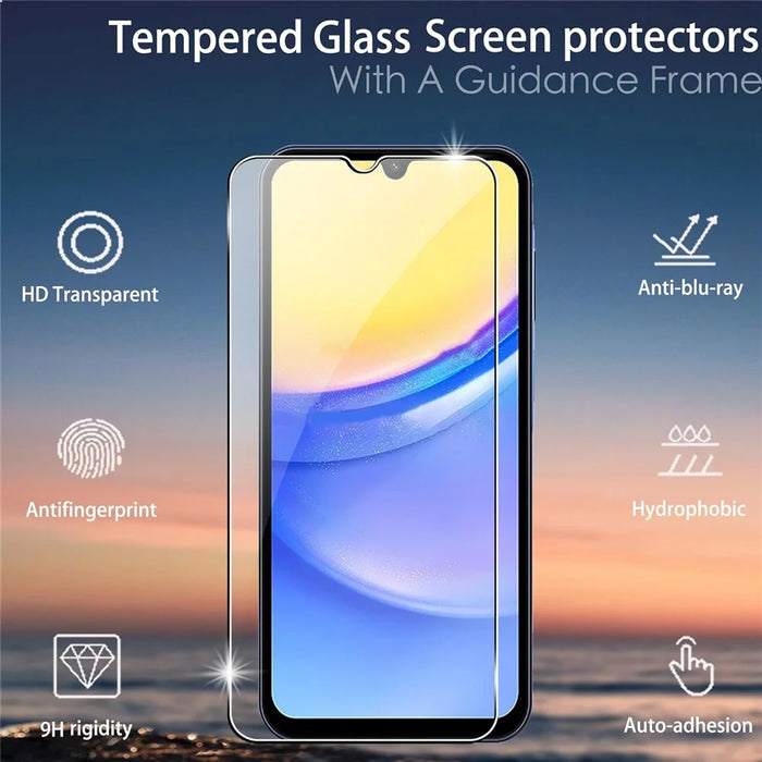 2Pcs For Samsung Galaxy A15 4G / 5G Tempered Glass Screen Protector + Lens Protectors Guard - 2