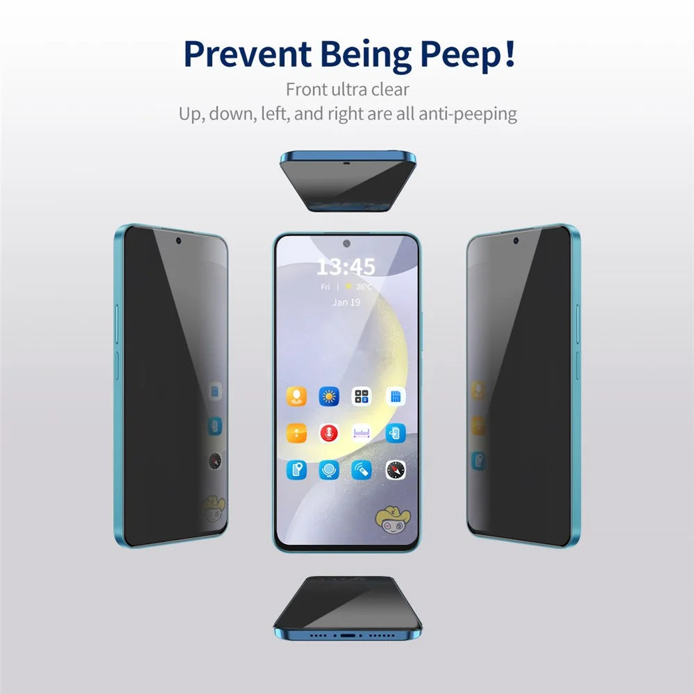 ENKAY HAT PRINCE 2Pcs For Samsung Galaxy S25 / S24 Anti-Spy Screen Protector Silk Printing Full Coverage - 2