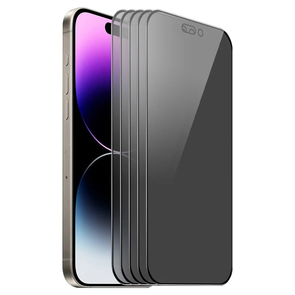 ENKAY HAT PRINCE 5Pcs For iPhone 14 Pro Max Silk Printing Anti-Spy Screen Protector Full Cover - 1