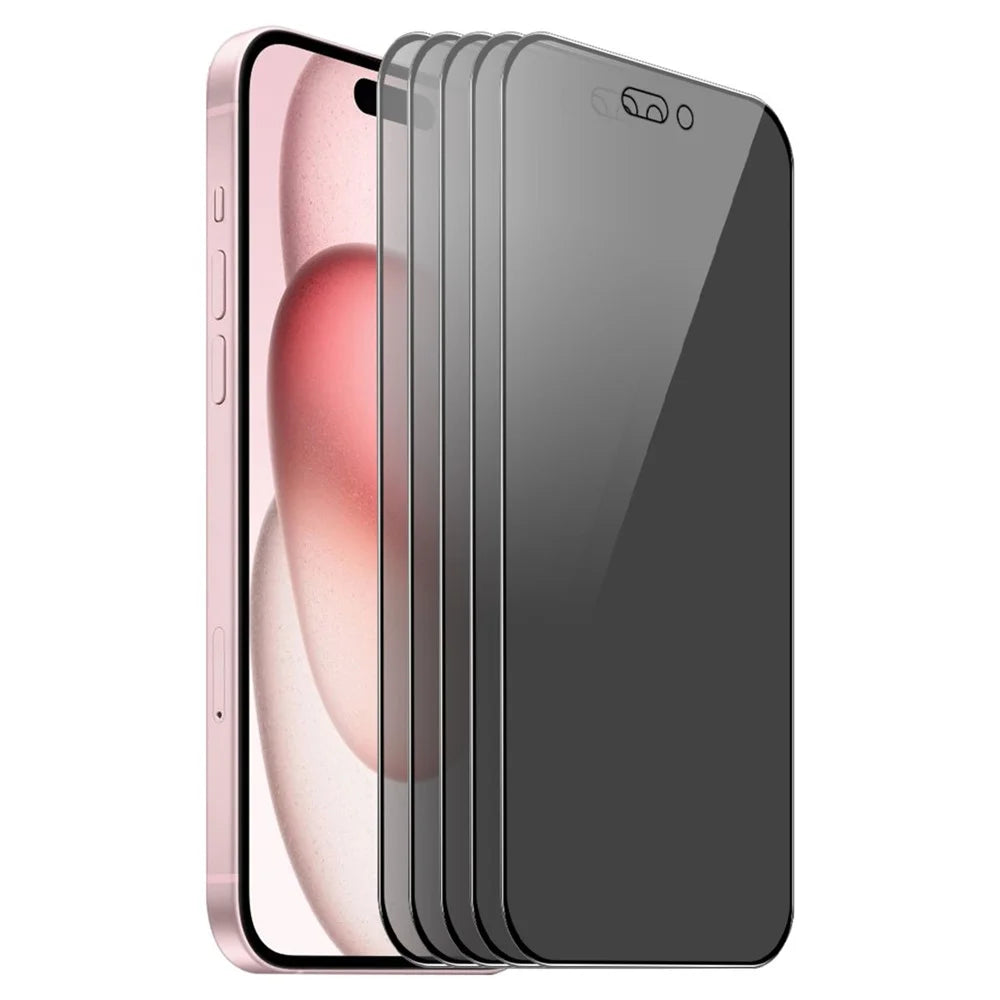 ENKAY HAT PRINCE 5Pcs For iPhone 15 Full Screen Protector Anti-Spy Black Edge Anti-explosion Film - 1