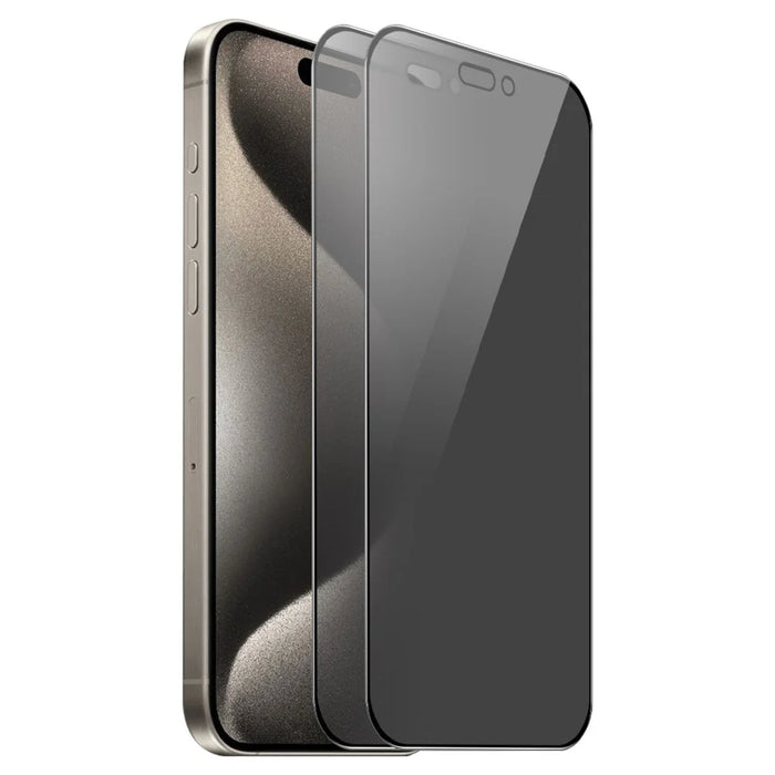 ENKAY HAT PRINCE 2Pcs For iPhone 15 Pro Screen Protector Anti-peep 9H Silk Printing Glass Film - 1
