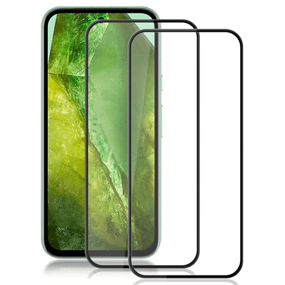 AMORUS 2Pcs For Google Pixel 8a Silk Printing Screen Protector Full Glue Tempered Glass Film - Black - 1