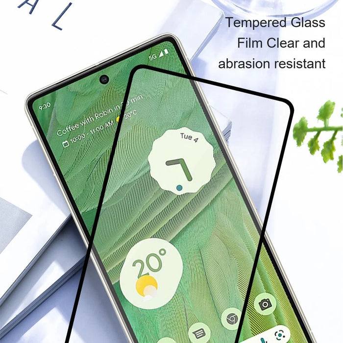 AMORUS 2Pcs For Google Pixel 8a Silk Printing Screen Protector Full Glue Tempered Glass Film - Black - 4