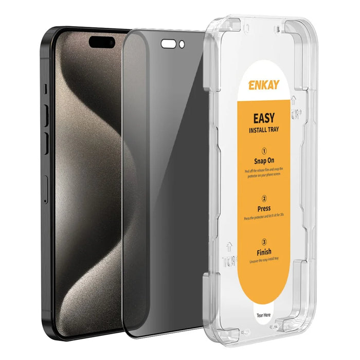 ENKAY HAT PRINCE For iPhone 15 Pro Privacy Screen Protector High Aluminium-silicon Glass Silk Printing Film - 1